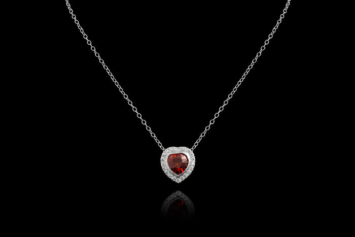 Garnet Heart w/Diamonds Necklace - Rock Angel