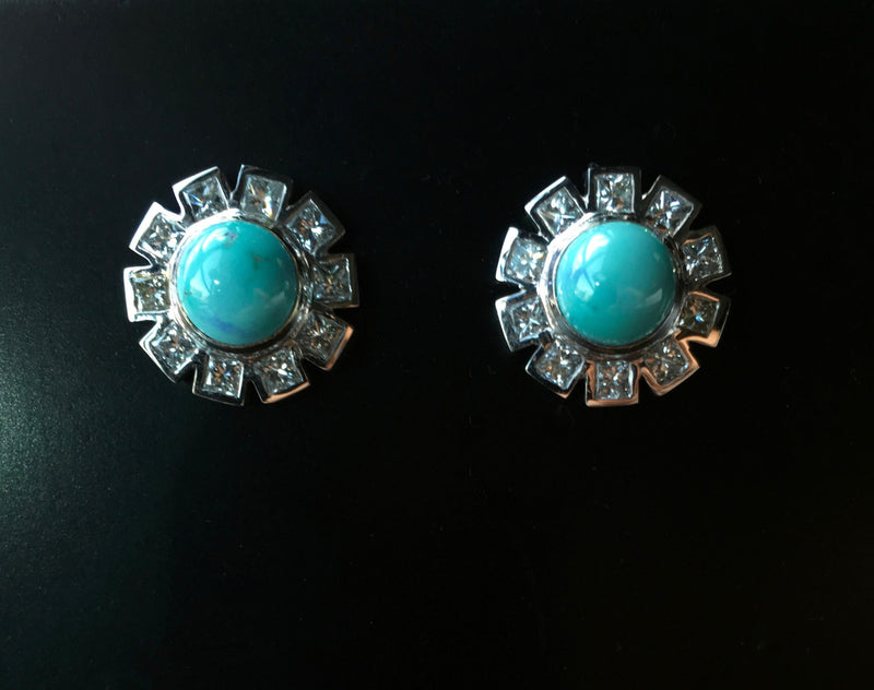 StarBurst : Turquoise and Diamond Earrings - Rock Angel