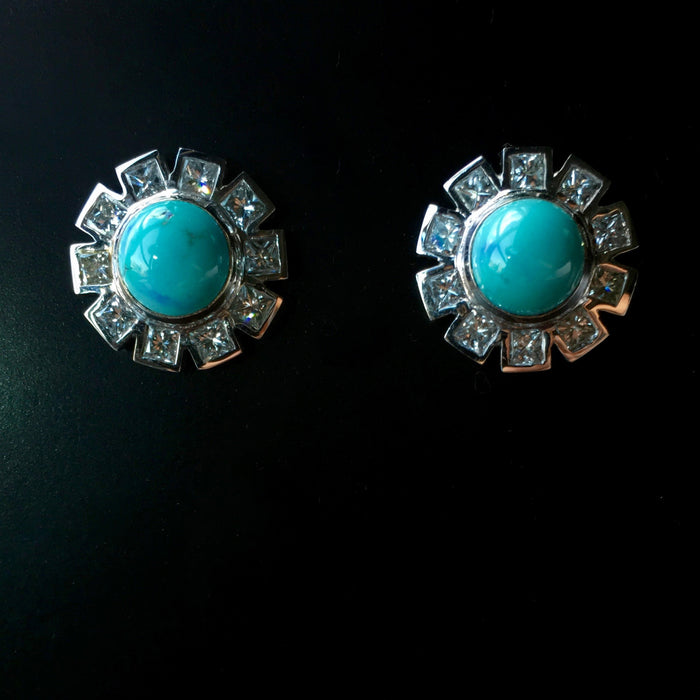 StarBurst : Turquoise and Diamond Earrings - Rock Angel