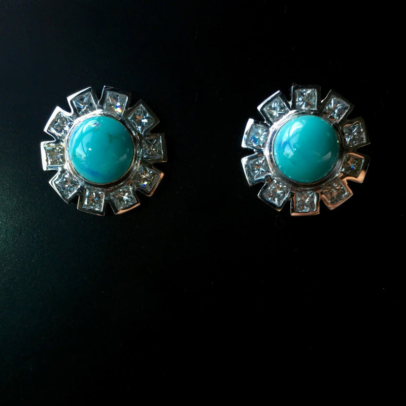 StarBurst : Turquoise and Diamond Earrings - Rock Angel