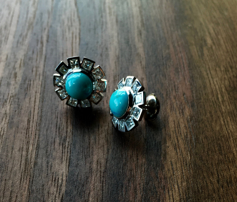 StarBurst : Turquoise and Diamond Earrings - Rock Angel