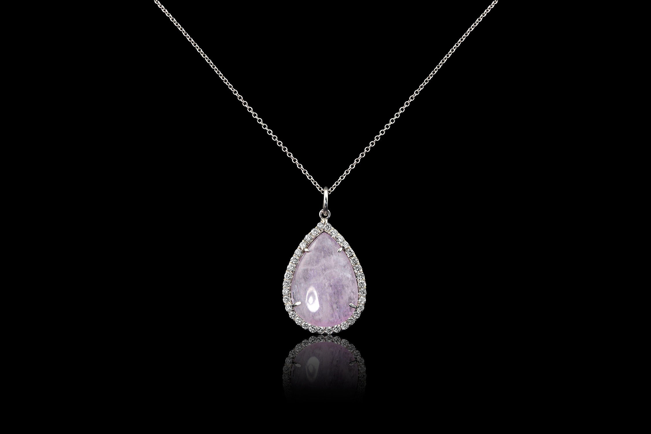 Kunzite Cab Pendant - Rock Angel