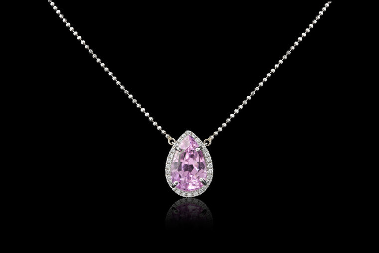 Gem Kunzite and Diamond Necklace