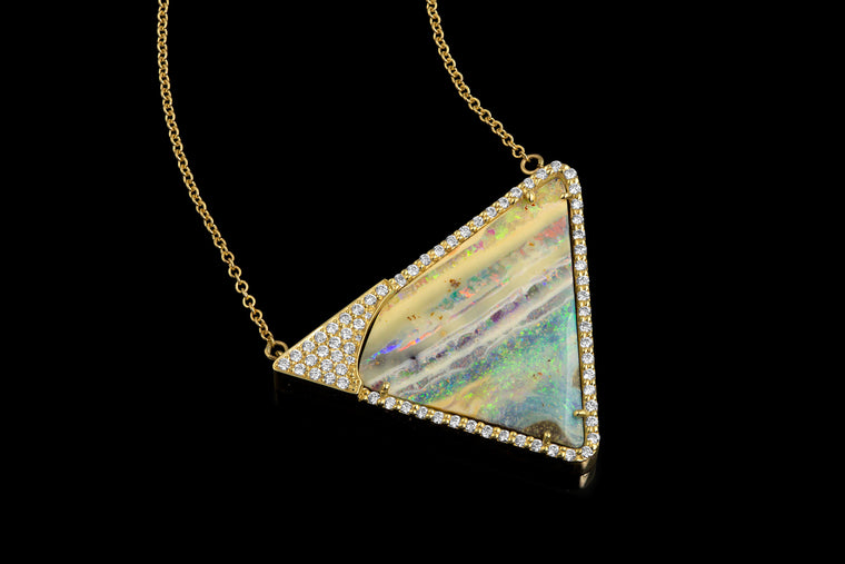 Triangle and Diamonds Opal Necklace
