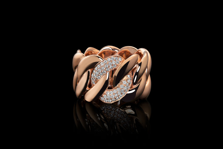 Chain Ring with Single Link Pavé