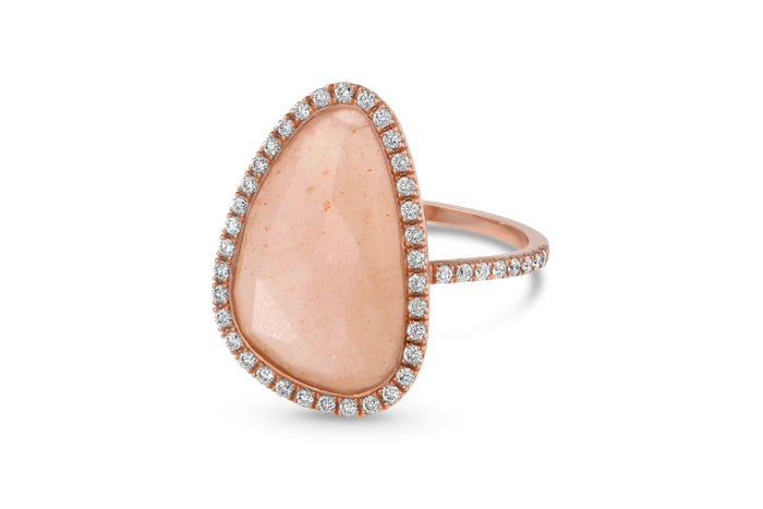 Peach Moonstone Ring - Rock Angel