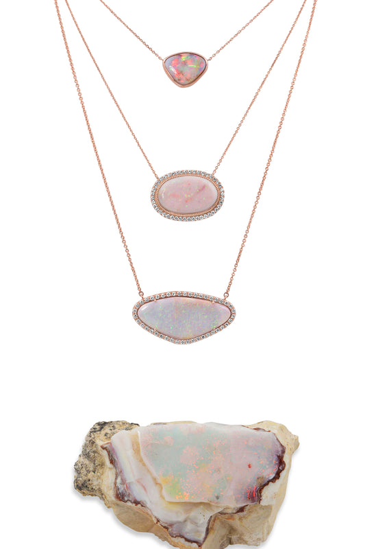 Pink Pinfire Opal Necklace - Rock Angel