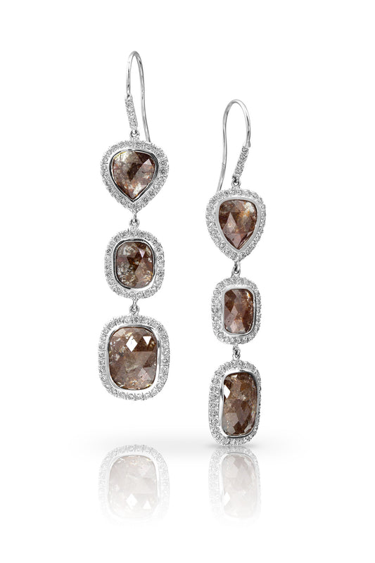 Raw Chocolate Slice Diamond Earrings - Rock Angel
