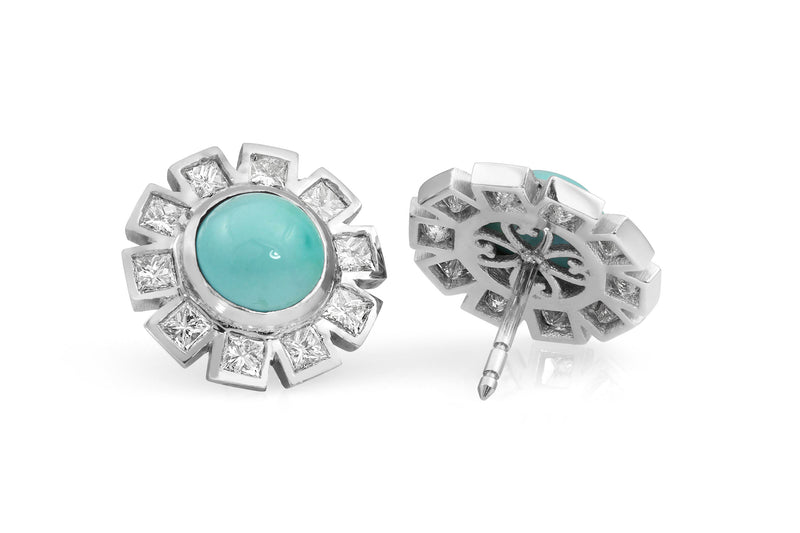 StarBurst : Turquoise and Diamond Earrings - Rock Angel