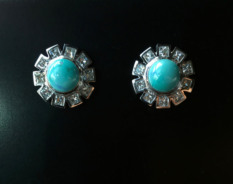 StarBurst : Turquoise and Diamond Earrings - Rock Angel 