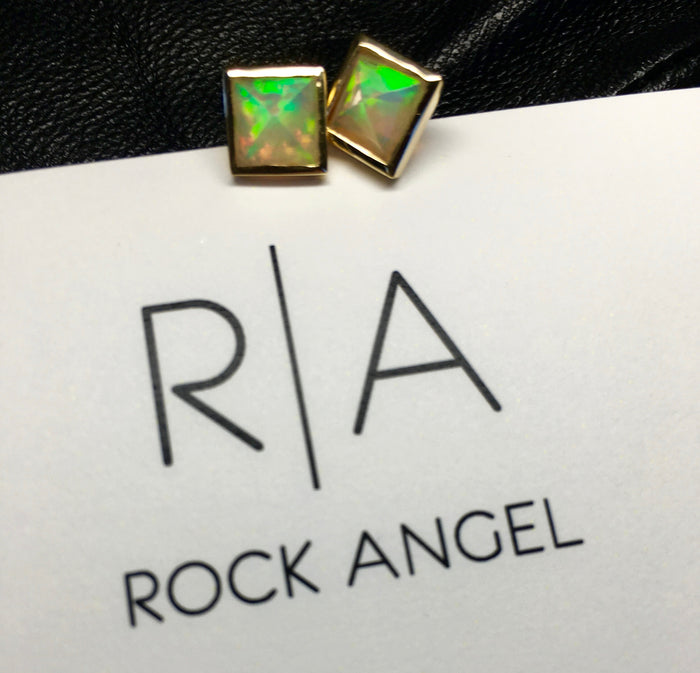 Welo Opal Pyramid Earrings - Rock Angel 