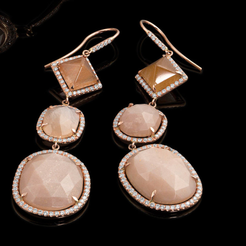 Peach Moonstone Earrings - Rock Angel 