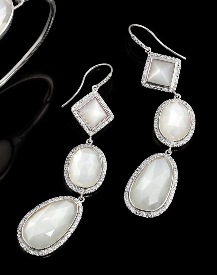 White Moonstone Chandelier Earrings