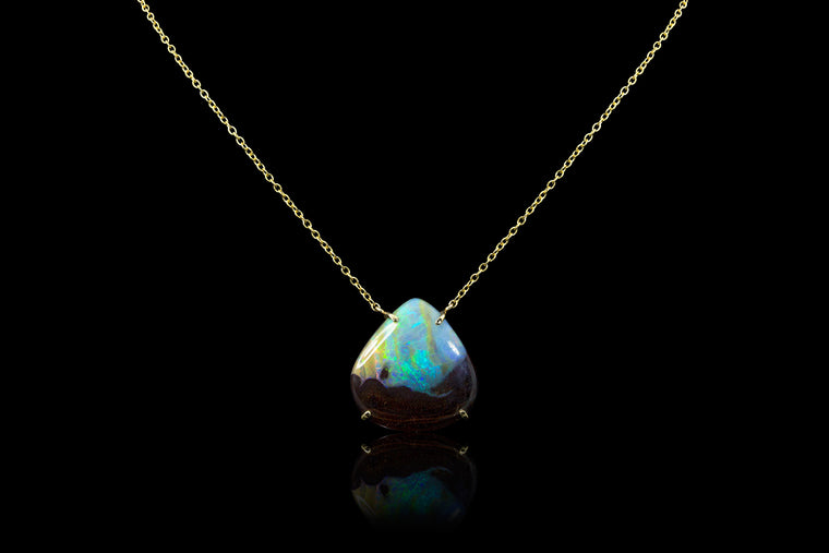 Boulder Opal Pear in Yellow Gold
