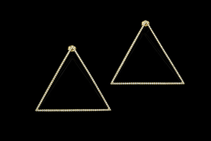Triangle Earrings with Diamonds - Rock Angel 