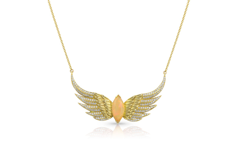 Rising Angel Wing Necklace - Opal - Rock Angel 