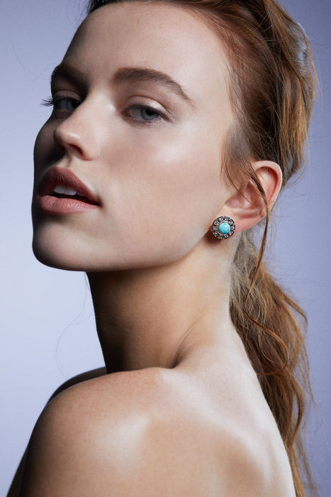 StarBurst : Turquoise and Diamond Earrings - Rock Angel 