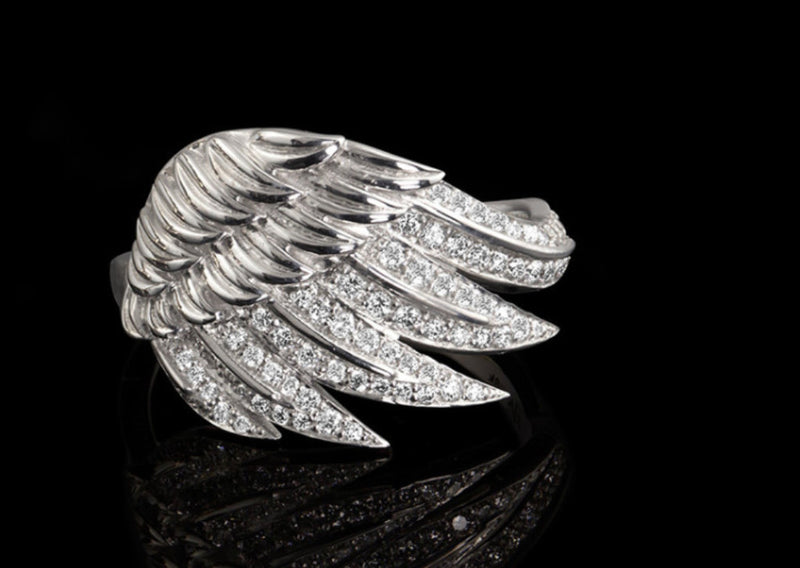 Diamond Pavé Folded Wing - Rock Angel 