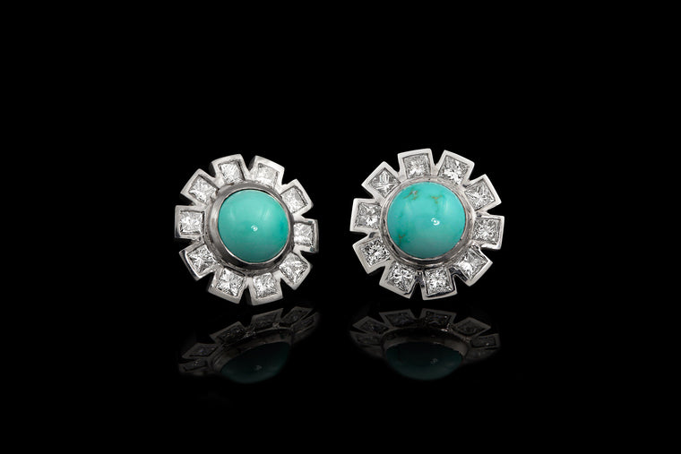 StarBurst : Turquoise and Diamond Earrings