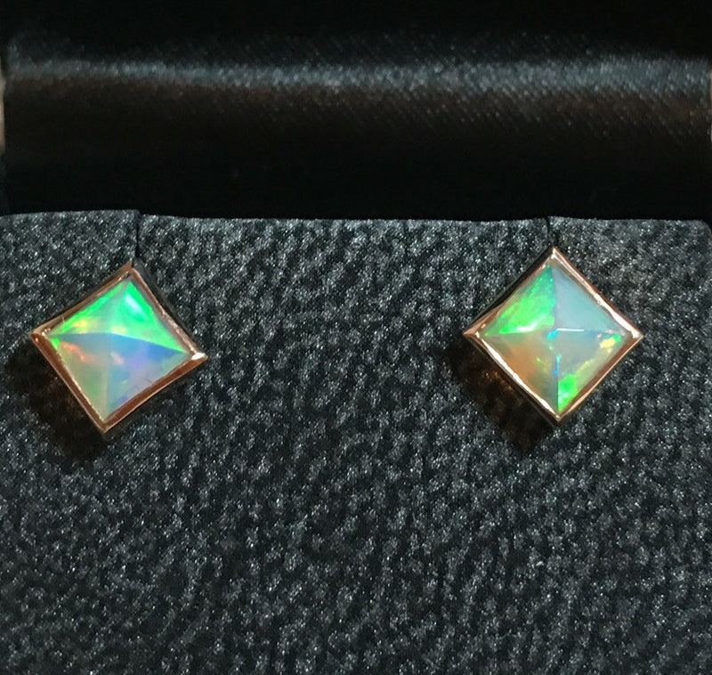 Welo Opal Pyramid Earrings - Rock Angel 